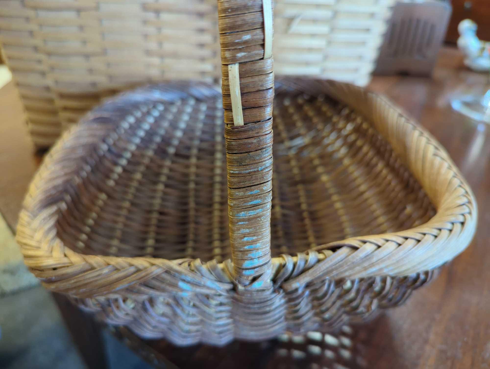 Lot of 2 Baskets to Include, Putney Basketville Picnic Basket, Craft Basket Vermont Measure