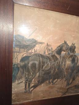 Framed Print of "Horses in the Autumn" by JF Herring, Approximate Dimensions - 34" x 24", What You