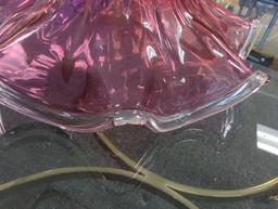 Fenton Glass Madras Pink Petal Footed Bowl, Retail Price $79, Approximate Dimensions - 5" H x 12" W