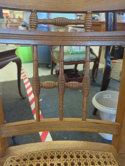 Antique Cane Bottom Chair, With a Honey Dipper Backing and Legs, Measure Approximately 16 in x 15 in