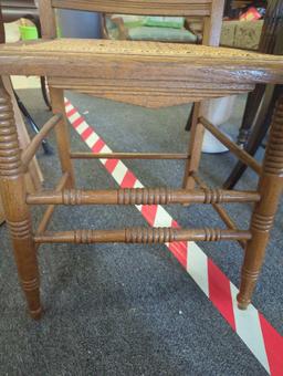 Antique Cane Bottom Chair, With a Honey Dipper Backing and Legs, Measure Approximately 16 in x 15 in