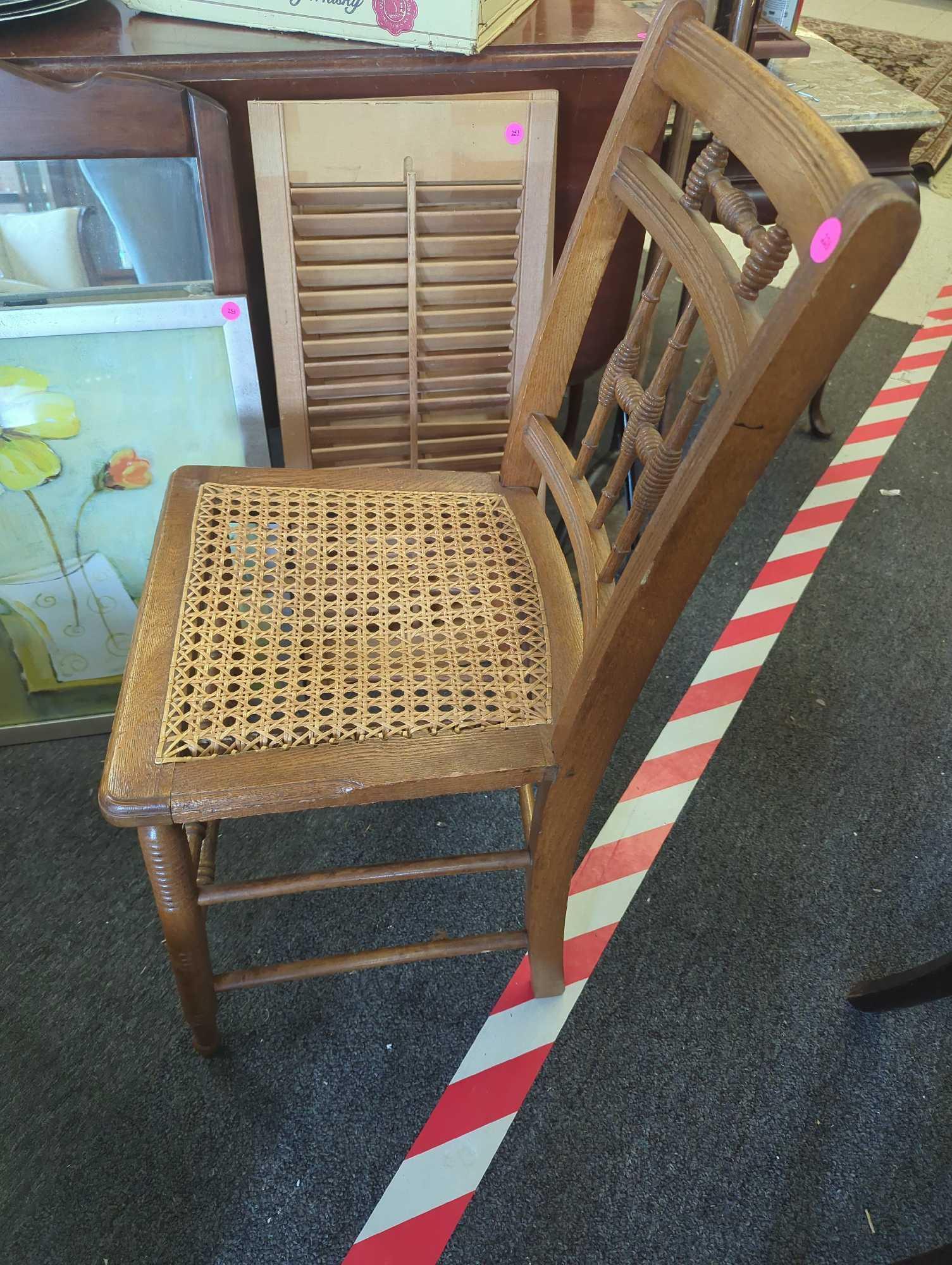 Antique Cane Bottom Chair, With a Honey Dipper Backing and Legs, Measure Approximately 16 in x 15 in