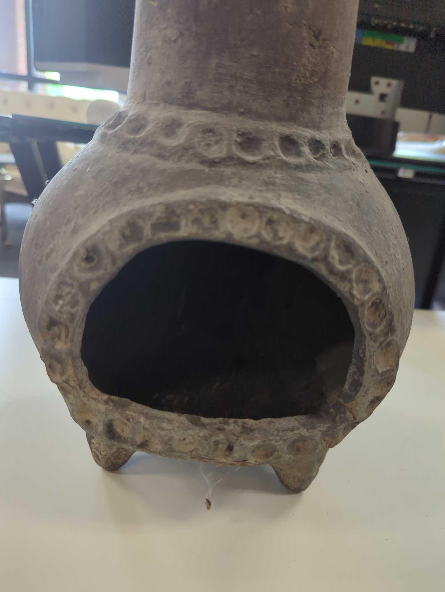 Small Chiminea Outdoor Fireplace Grey ?Clay Chimineas, Measure Approximately 8 in x 15 in, What you