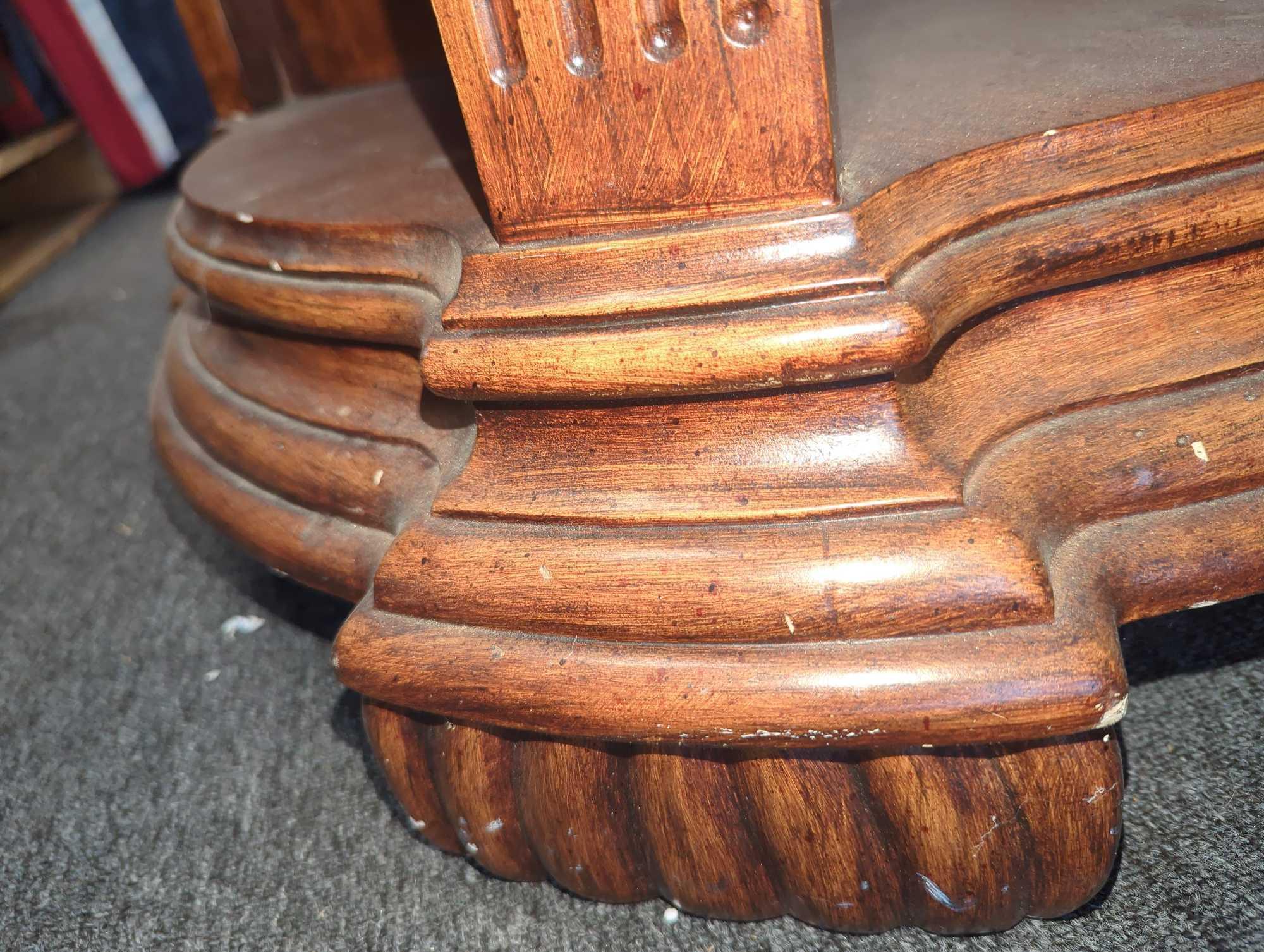 Old Style Classic Walnut Side Table with Faux Drawers and 4 Cubby Shelfs, Approximate Dimensions -