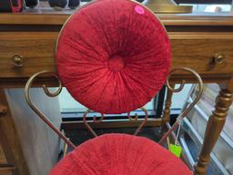 MCM Miniature red velvet boudoir vanity chair. Comes as is shown in photos. Appears to be used. 13"W