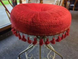 MCM Miniature red velvet boudoir vanity chair. Comes as is shown in photos. Appears to be used. 13"W