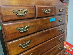Vintage traditional wood highboy chest with 11 drawers. Comes as Shannon photos. Appears to be used.