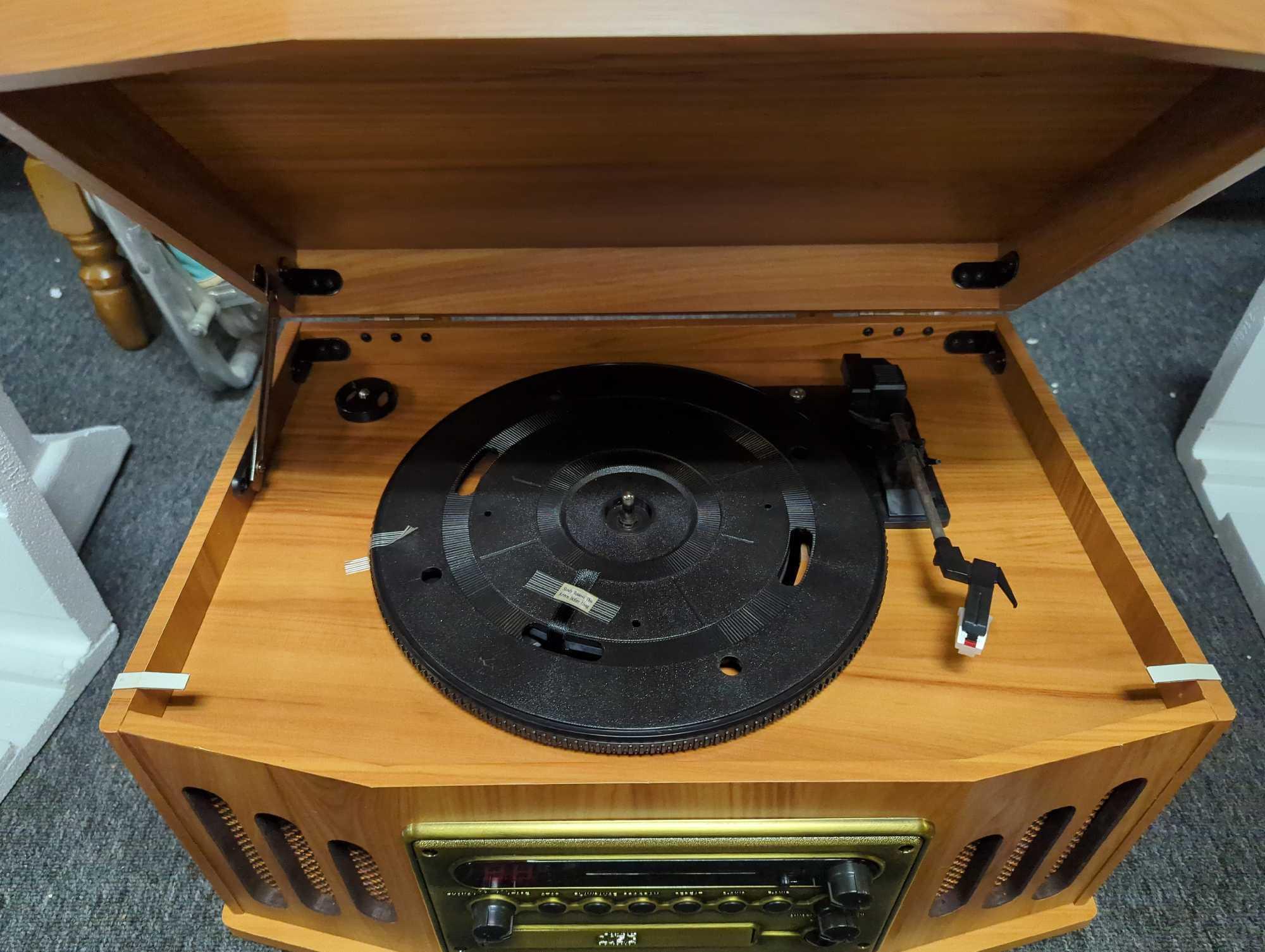 Classic Nostalgia Console 2-Speed Turntable with CD & Cassette Player CSL1 VTG. Cuz you know what