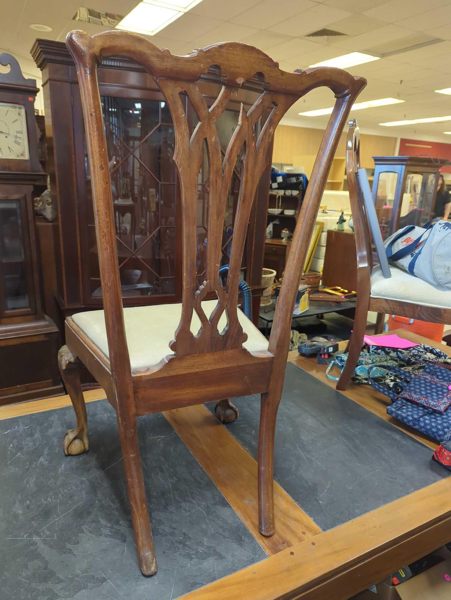 19th Century Centenial Chipendale Mahogany Side Chair, Back Of Chair has a Piece Missing, Legs Have