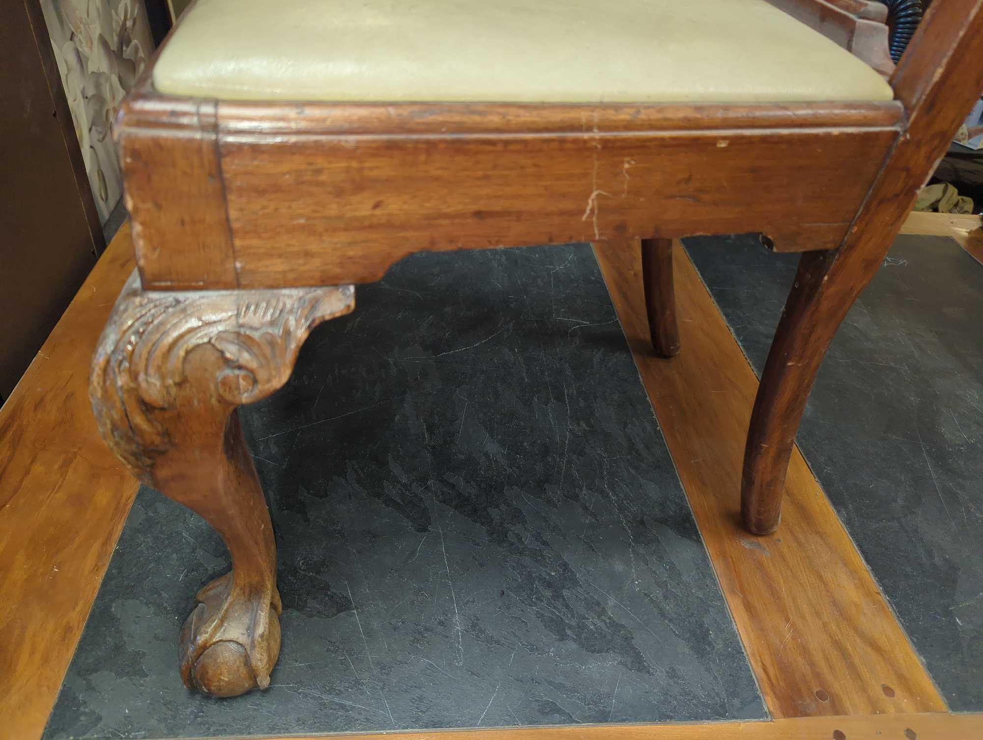 19th Century Centenial Chipendale Mahogany Side Chair, Back Of Chair has a Piece Missing, Legs Have