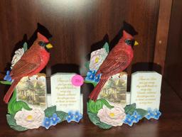 Lot of 2 Bradford Exchange Thomas Kincaid Our Love is Eternal Cardinal Figurines, Measure