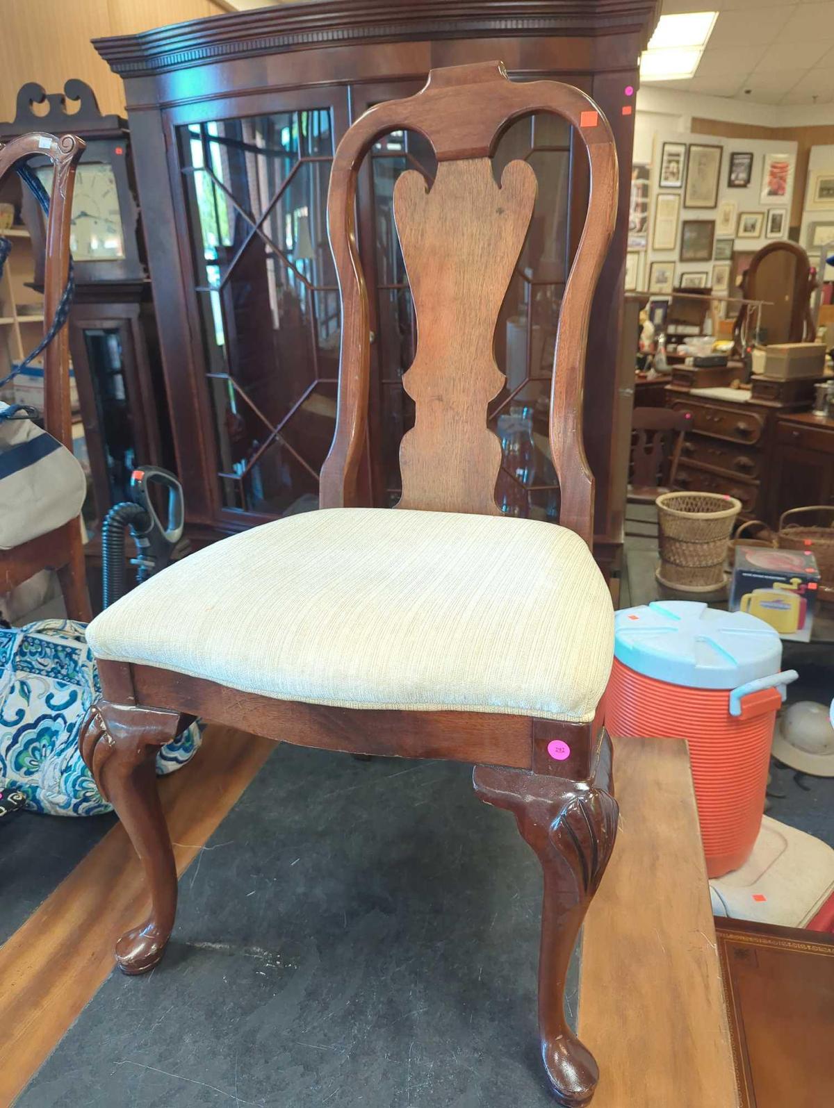 Queen Anne Style Splat Back Dinning Chair, Approximate Dimensions - 41" H x 22" D x 23" W, Appears