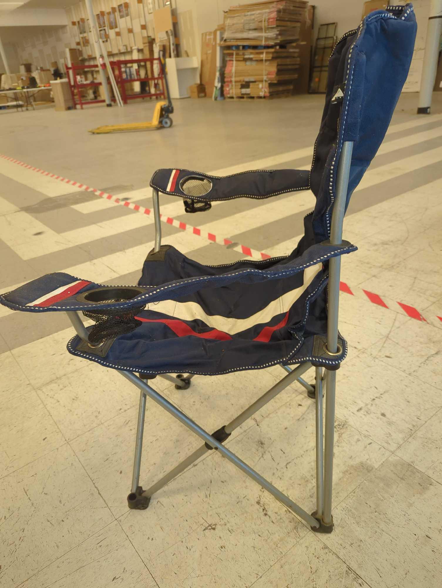 Lot of 2 Ozark Trail Patriot Lawn Chair with Double Cup Holders, Appears to be Used, What You See in