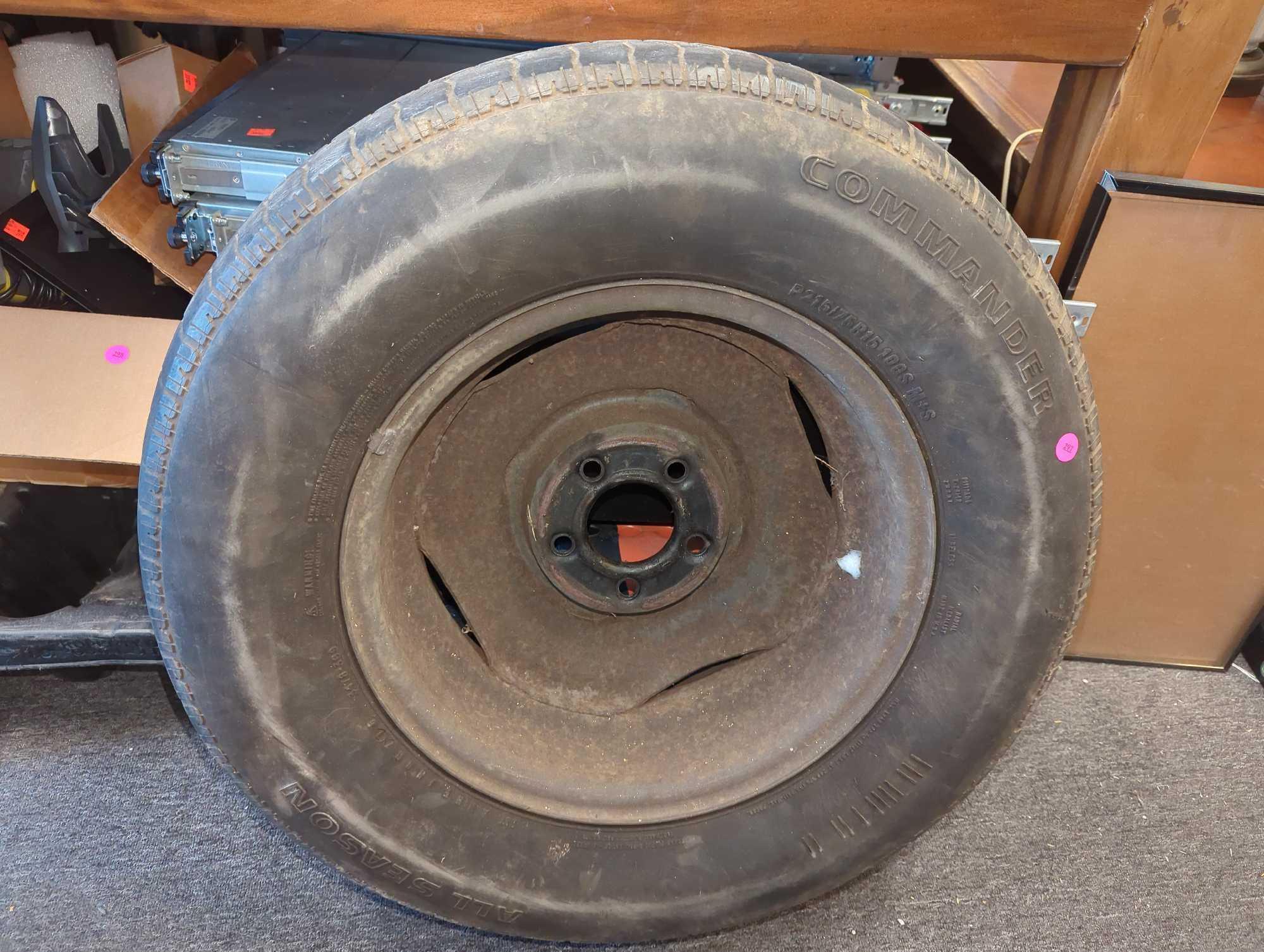 Commander Tire, P215/75R15, Tire is Bald in Some Places, Thread is Showing, Can be Used for Tire