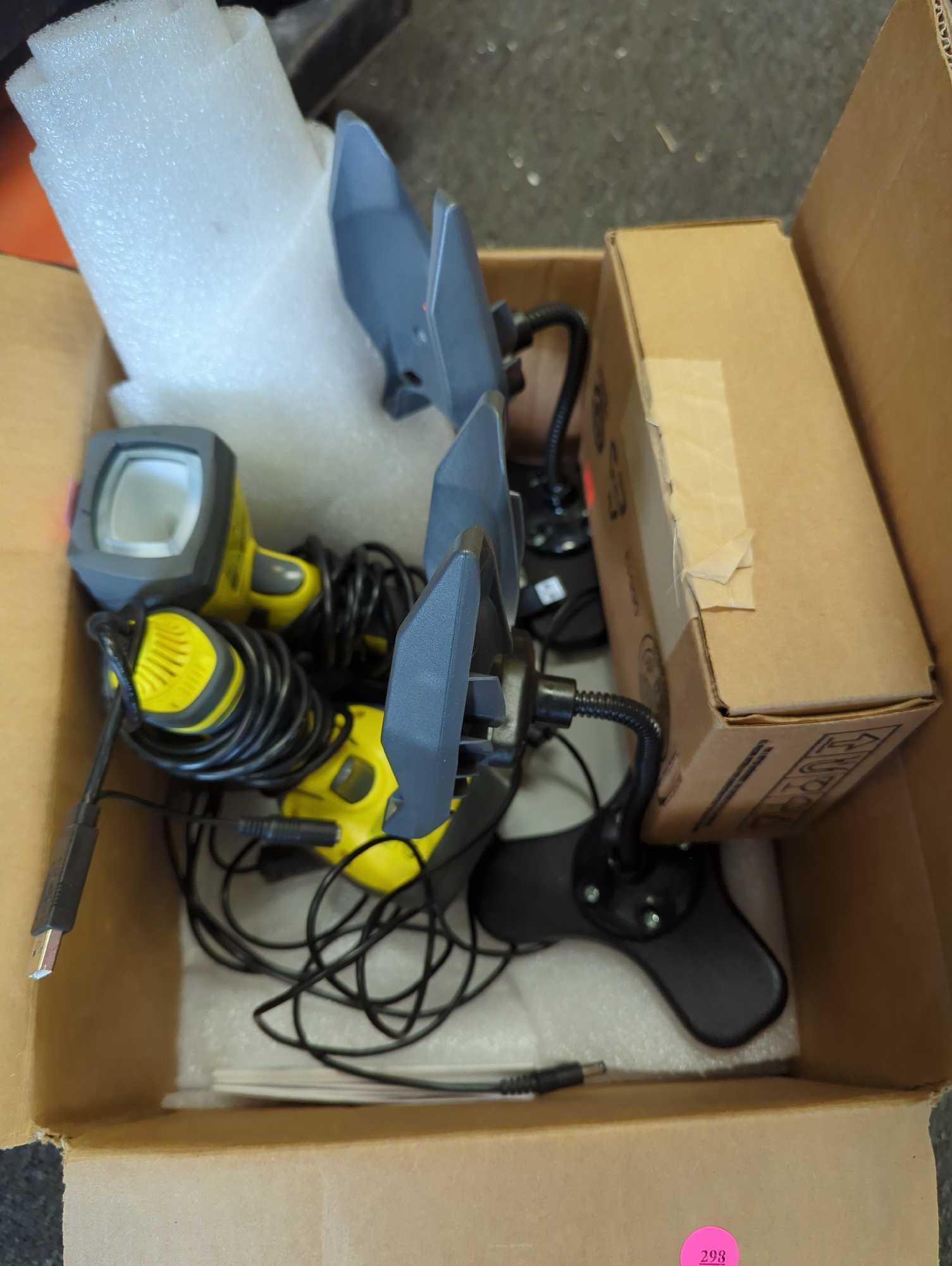 Box Lot of Assorted Items To Include, COGNEX DM8500 DMR-8500 BARCODE SCANNER READER, Barcode Scanner