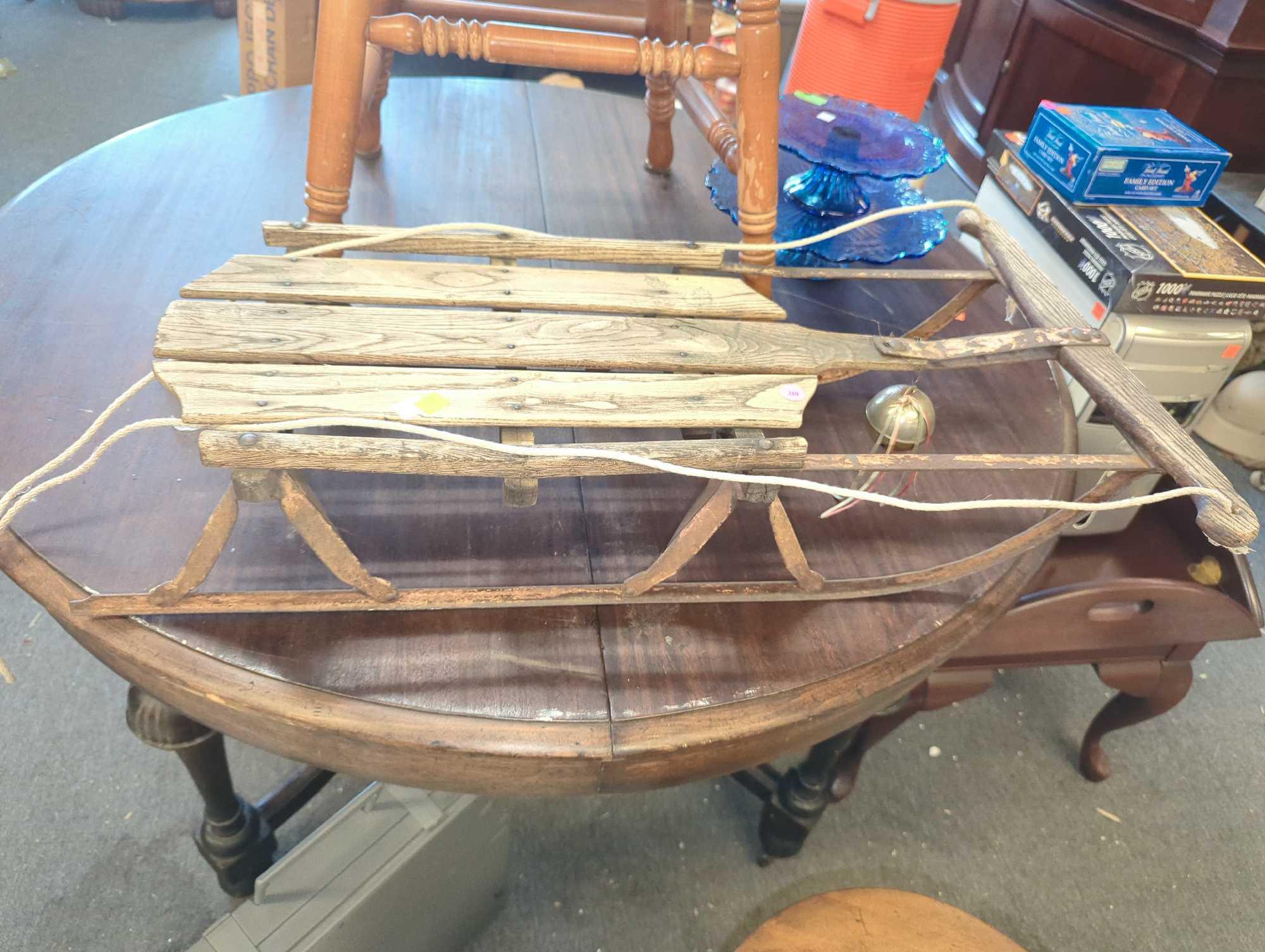 Old Style Snow Sled, Approximate Dimensions - 6" H x 32" W x 18" D, Appears to have Some Rust and