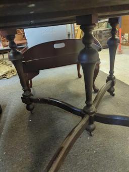 Old Style Mahogany Dining Table on Rollers, Approximate Dimensions - 29.5" H x 48" Diameter, Table