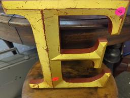 Gold and Red Painted Stone Style Letter E, Measure Approximately 10.5 in x 11.5 in, What you see in