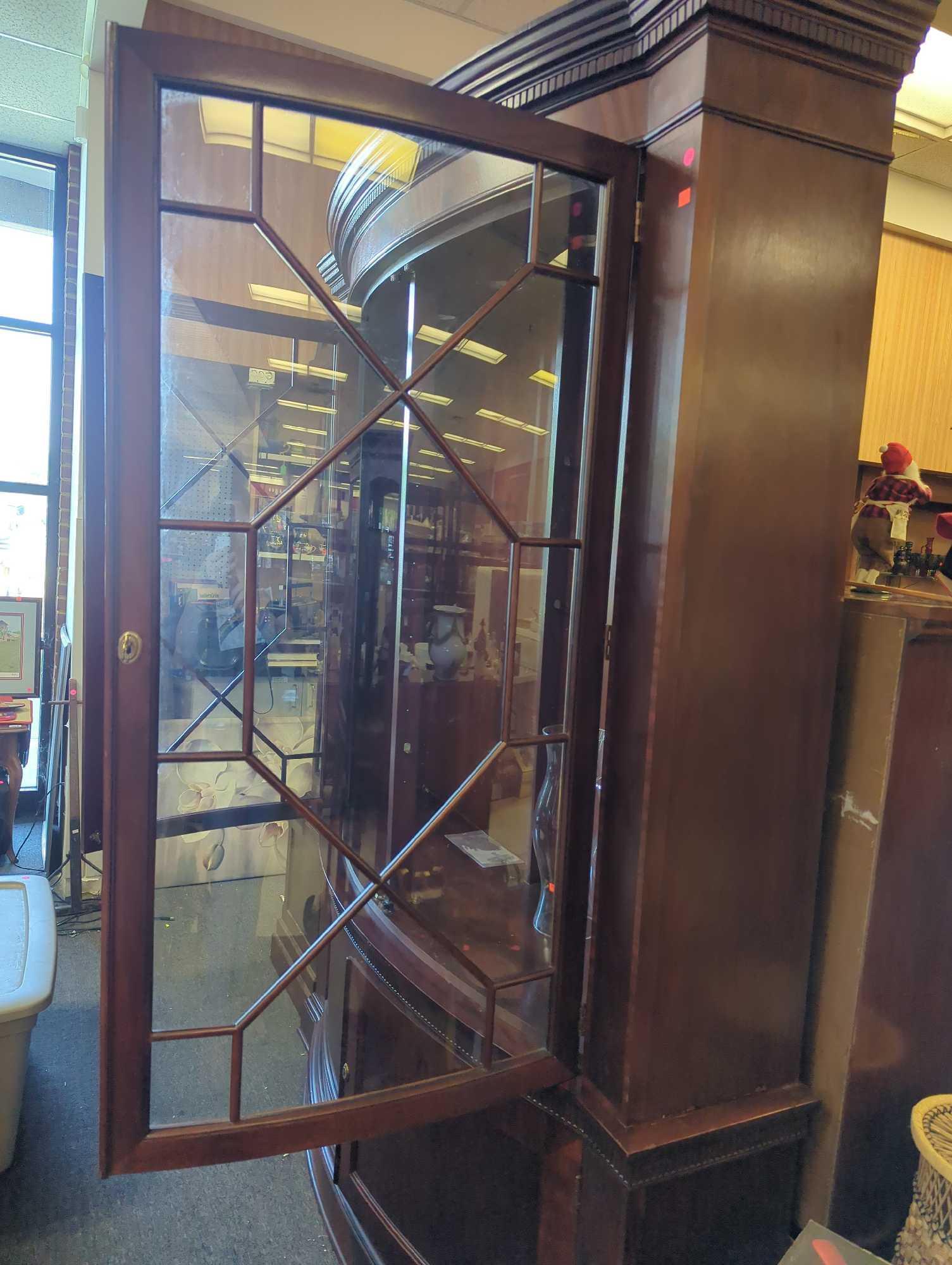 (Bring Help with This Item) Baker China Cabinet Breakfront Bookcase Palace Curved Glass, Missing