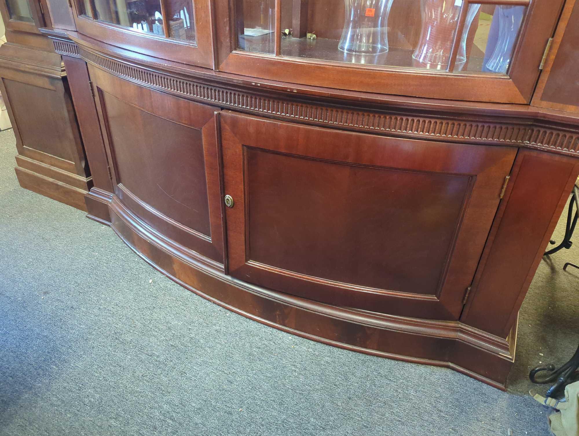 (Bring Help with This Item) Baker China Cabinet Breakfront Bookcase Palace Curved Glass, Missing