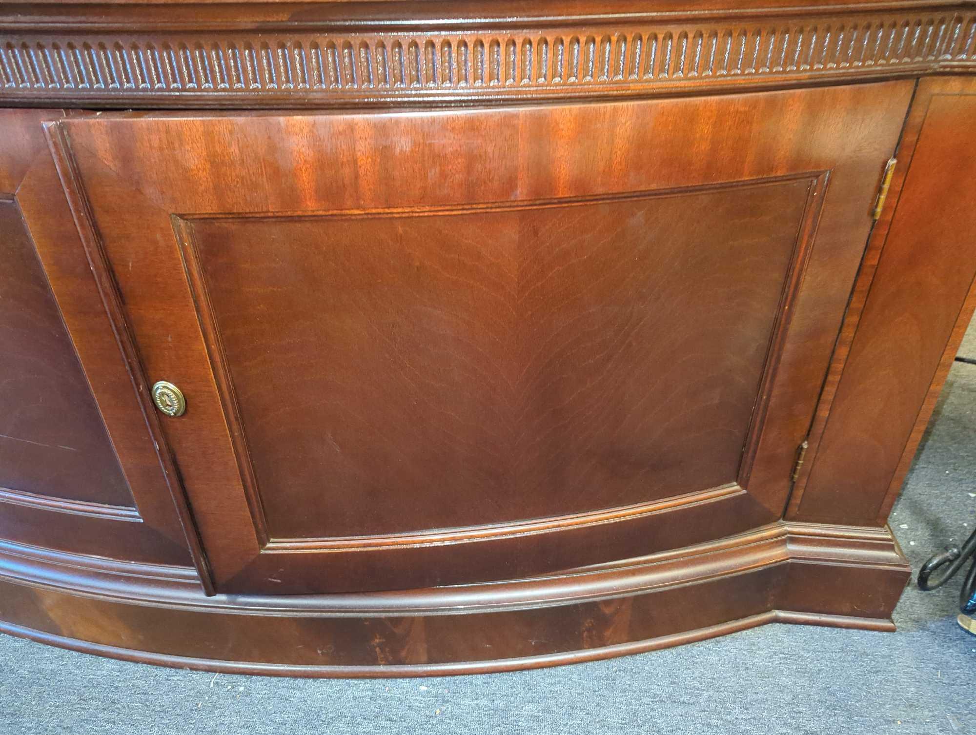 (Bring Help with This Item) Baker China Cabinet Breakfront Bookcase Palace Curved Glass, Missing