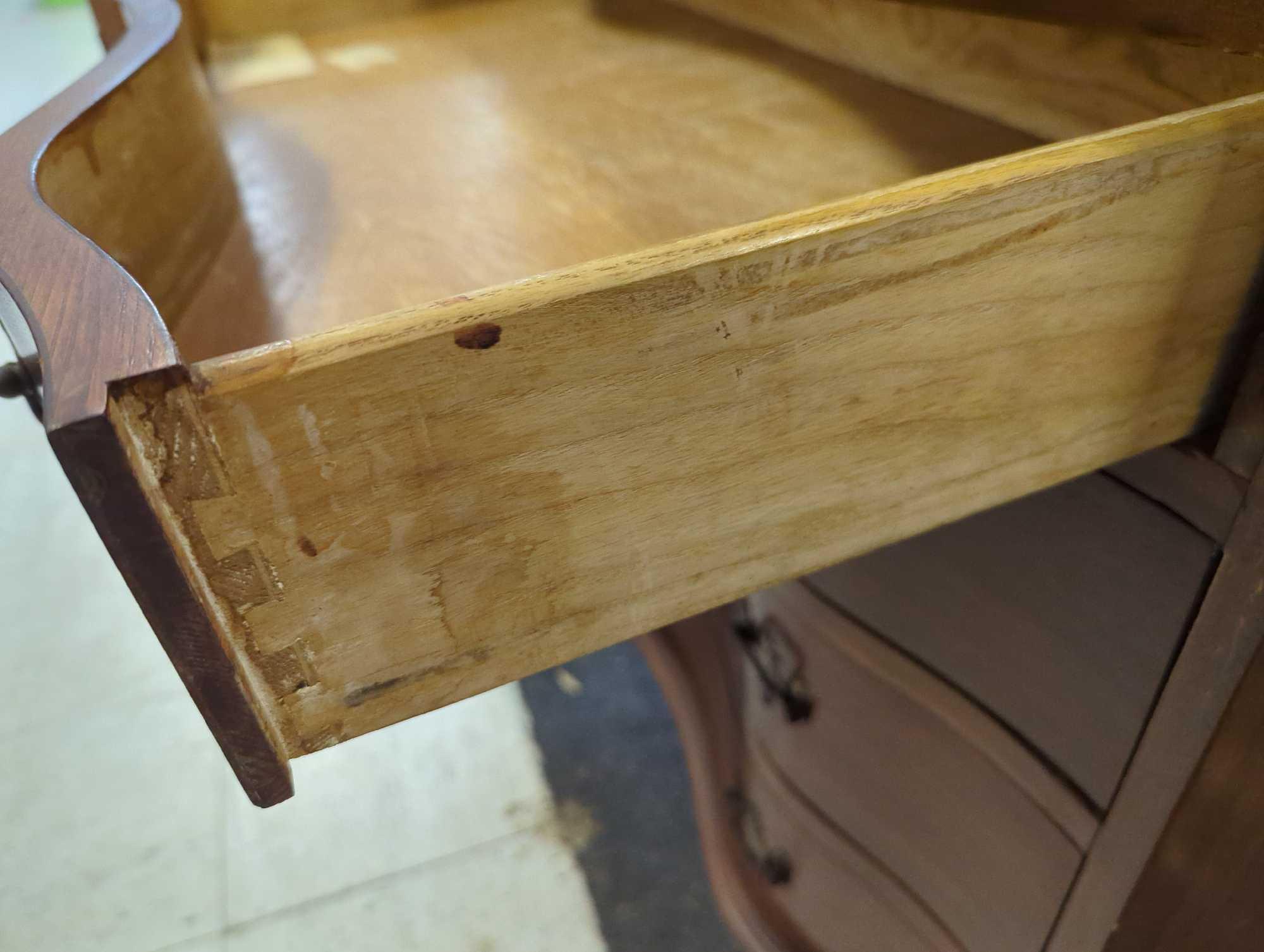 Vintage solid mahogany ball and claw serpentine front secretary bookcase, Has Some Minor Scratches