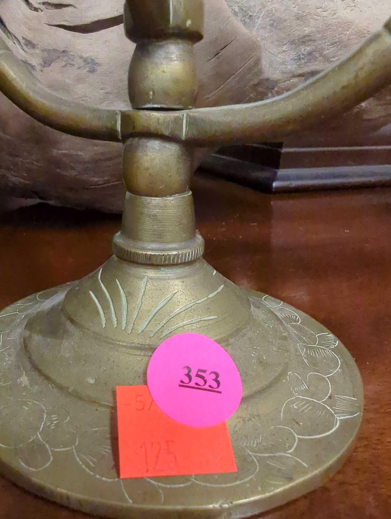 Chinese Brass Candelabra with Plaque, In Great Condition Retail Price Value $60, What you see in