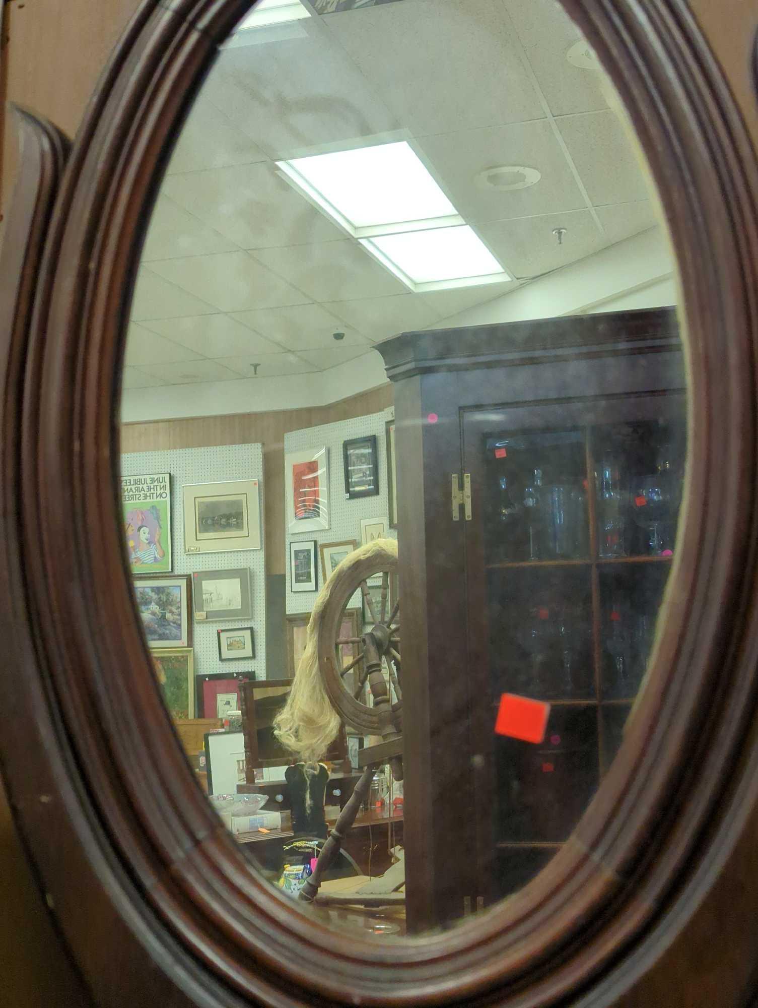 Victorian Mahogany Swing Mirror With A Jewelery Box, Measure Approximately 11 in x 9 in x 29.5 in,
