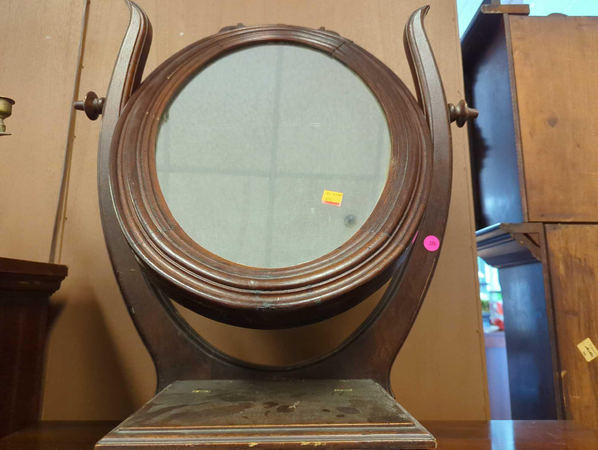 Victorian Mahogany Swing Mirror With A Jewelery Box, Measure Approximately 11 in x 9 in x 29.5 in,