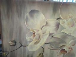 Canvas Painting of A Floral Design, Measure Approximately 54 in x 27 in, What you see in photos is