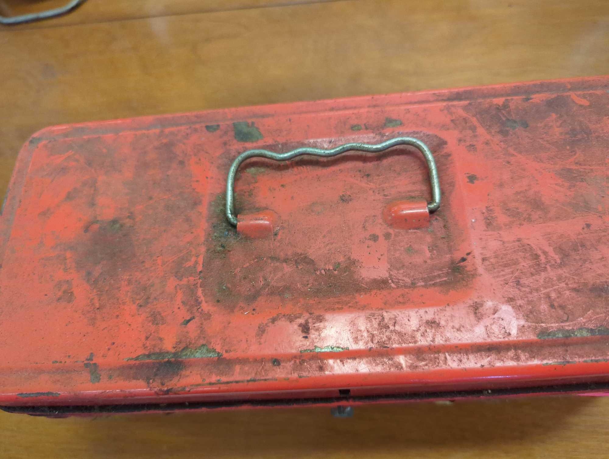 Red Metal U Tility Box (Tool Box) with Contents Inside to Include, Blue Ribbon Prime Neatsfoot