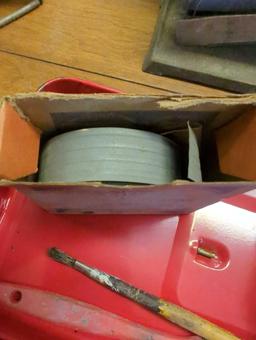 Red Metal U Tility Box (Tool Box) with Contents Inside to Include, Blue Ribbon Prime Neatsfoot