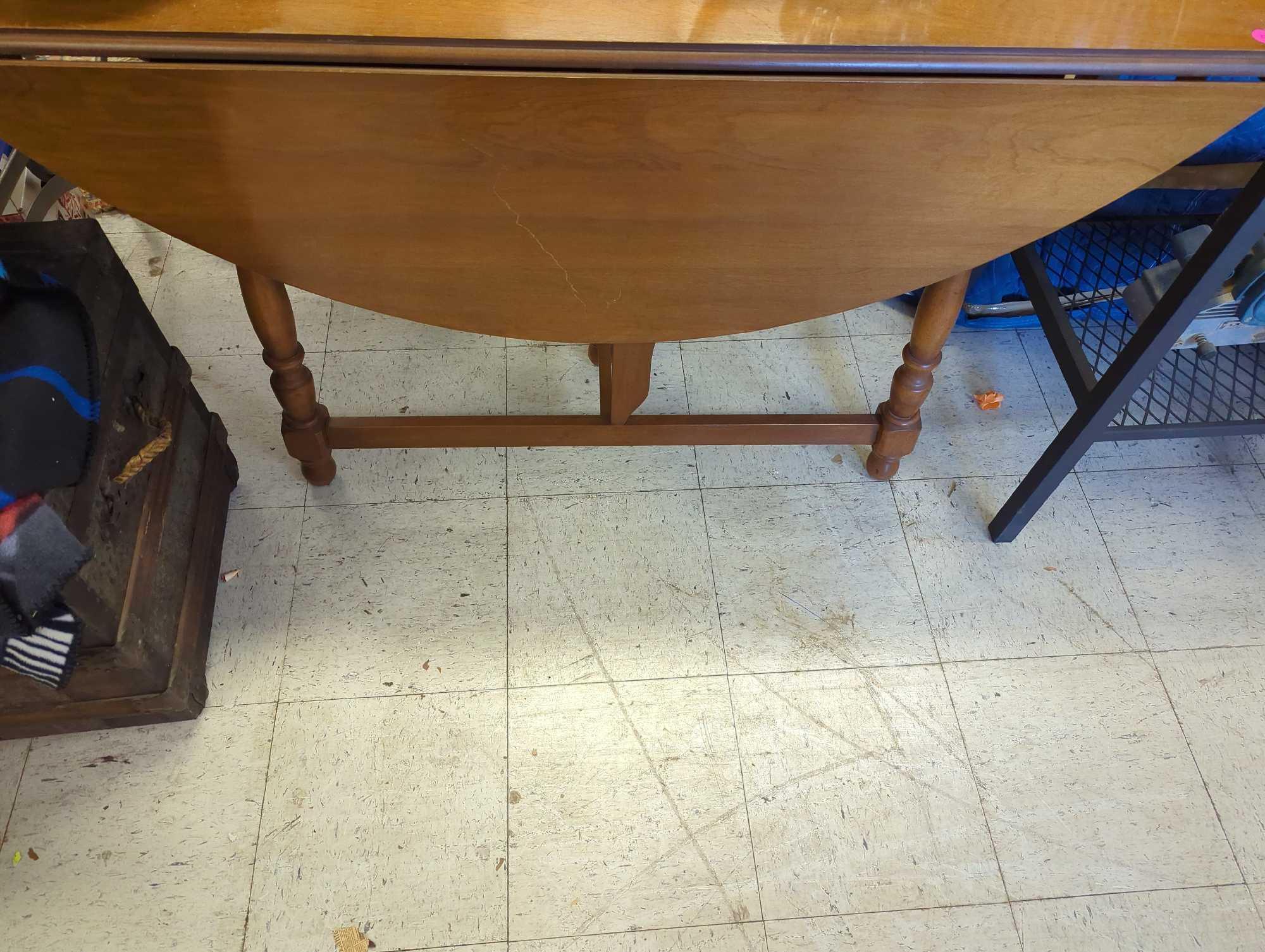 Maple Gateleg Drop Leaf Dining Table, Has Some Minor Scratches Measure Approximately (Open) 54 in x