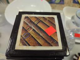 Lot of Assorted Items to Include, New in Package Pack Of 20 Coaster's 3.5 in x 3.5 in, Black Wooden