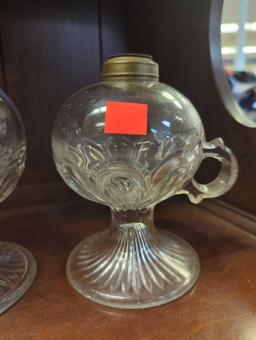 Lot of (2) 19th Century Glass Finger Hold Whale Oil Lamp, Appears to be in Good Condition, What You