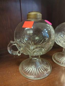 Lot of (2) 19th Century Glass Finger Hold Whale Oil Lamp, Appears to be in Good Condition, What You