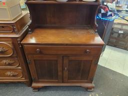 Cherry Stained Mahogany Kitchen Hutch, Approximate Dimensions - 64" H x 32" W x 20" D, Appears to be