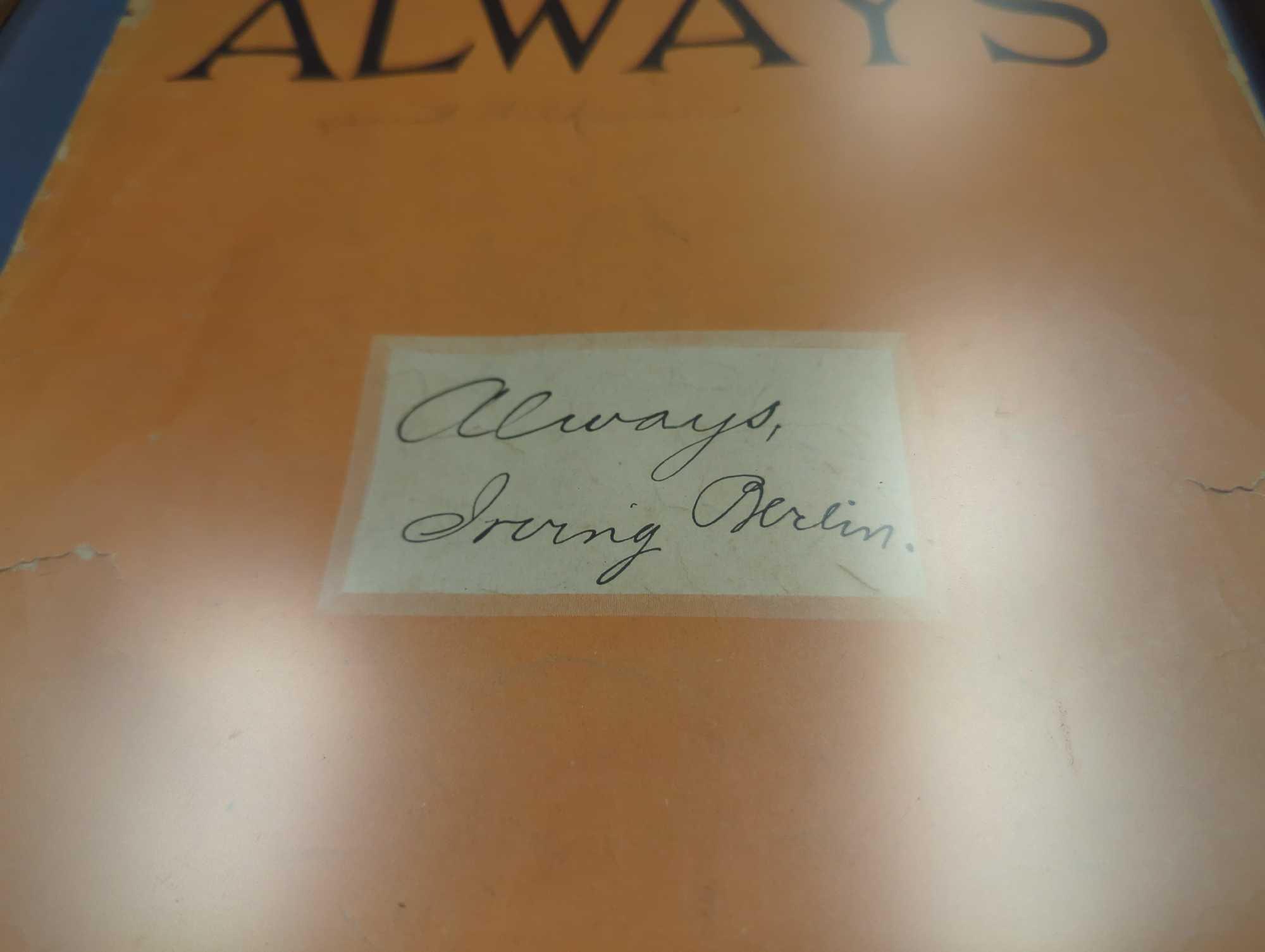 Framed Book Cover of "Always" by Irving Berlin, Approximate Dimensions - 15" x 12", What You See in