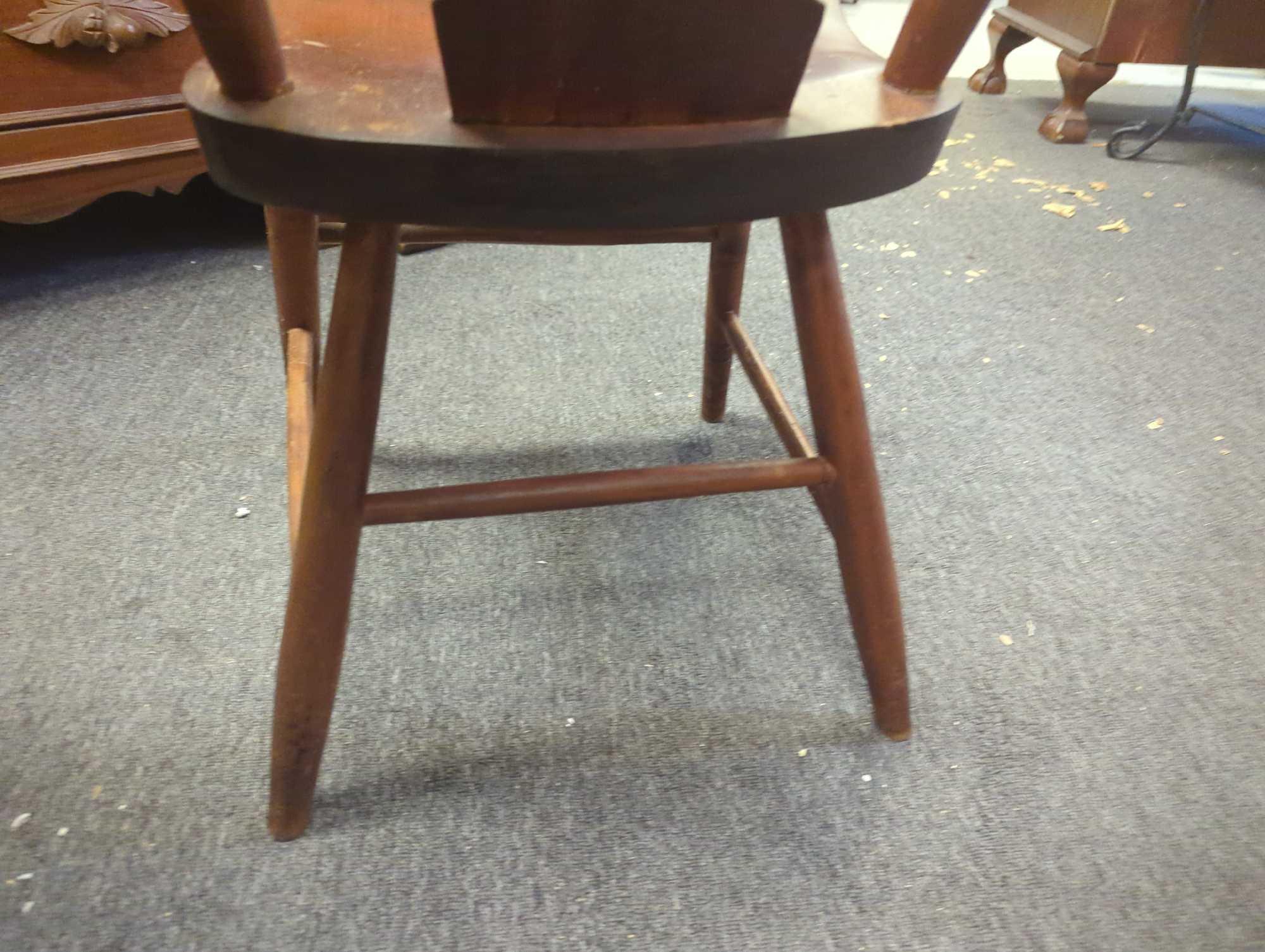 Early American Style Boot Jack Plank Seat Chair, Retail Price (Used) $112, Back is Slightly Loose,