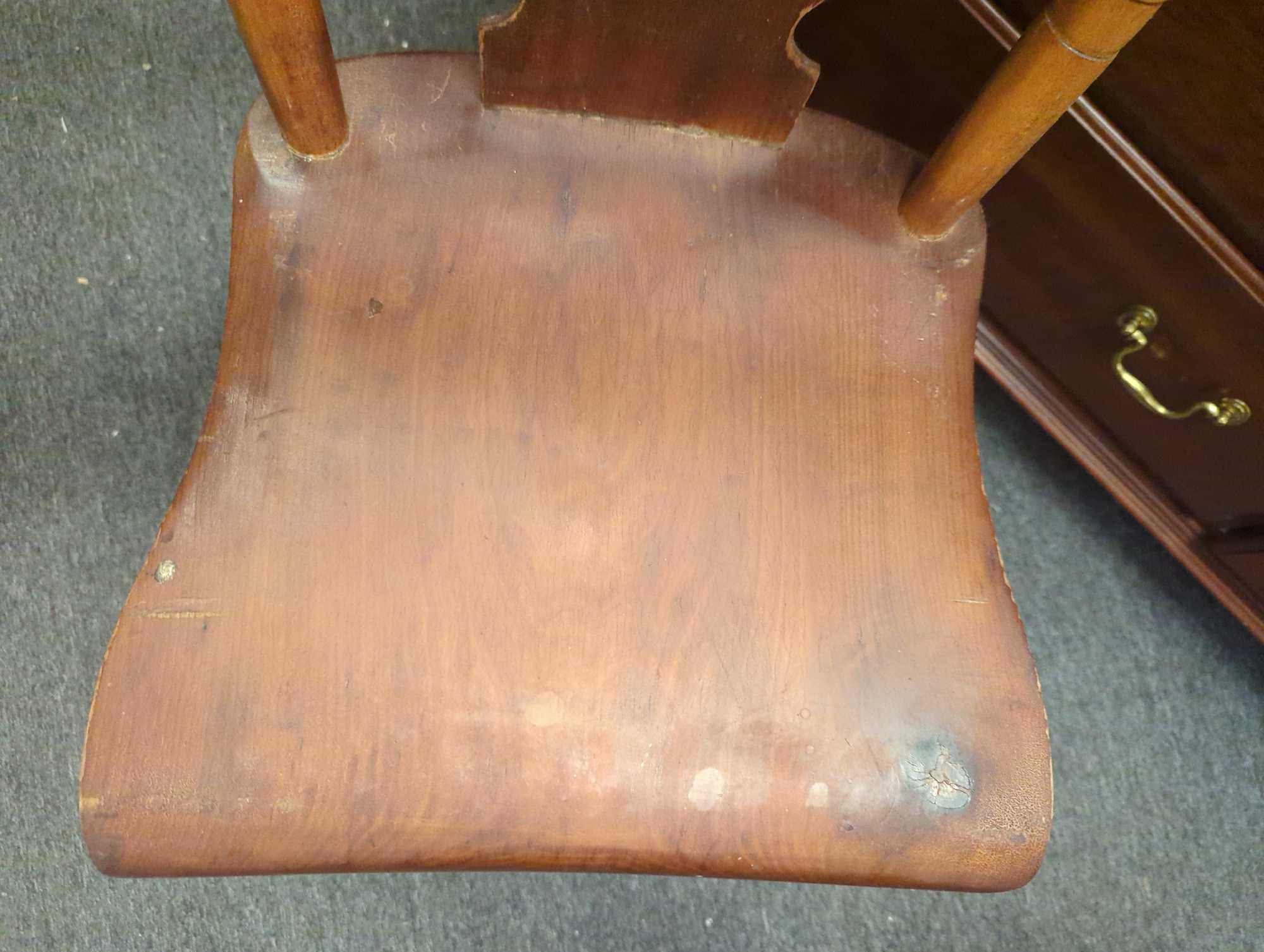 Early American Style Boot Jack Plank Seat Chair, Retail Price (Used) $112, Back is Slightly Loose,