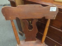 Early American Style Boot Jack Plank Seat Chair, Retail Price (Used) $112, Back is Slightly Loose,