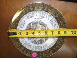 Lot of 3 Plates Including 1951 Sabin "Crest-O-Gold" 22K Monterey California Souvenir Collectors'