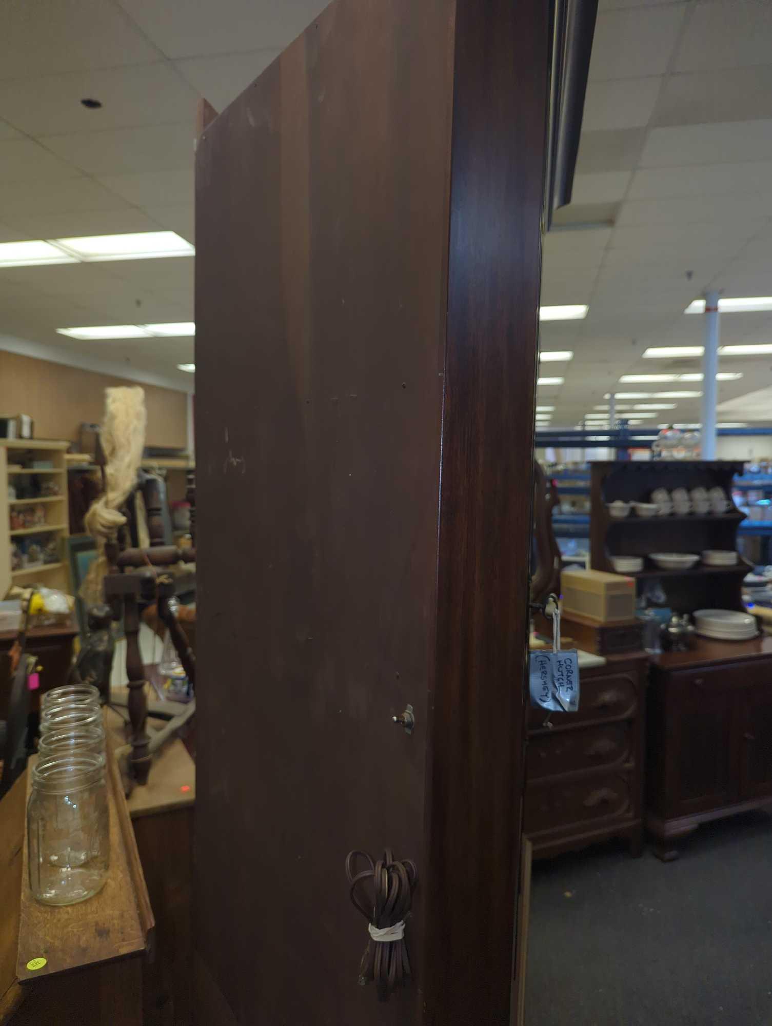 Henkel-Harris Co. Chippendale Style Solid Mahogany Corner Cabinet with Original Finish, 12 Pane