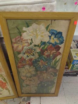 Lot of 2 Framed Floral Prints, Approximate Dimensions - 36" x 18.5", What You See in the Photos is