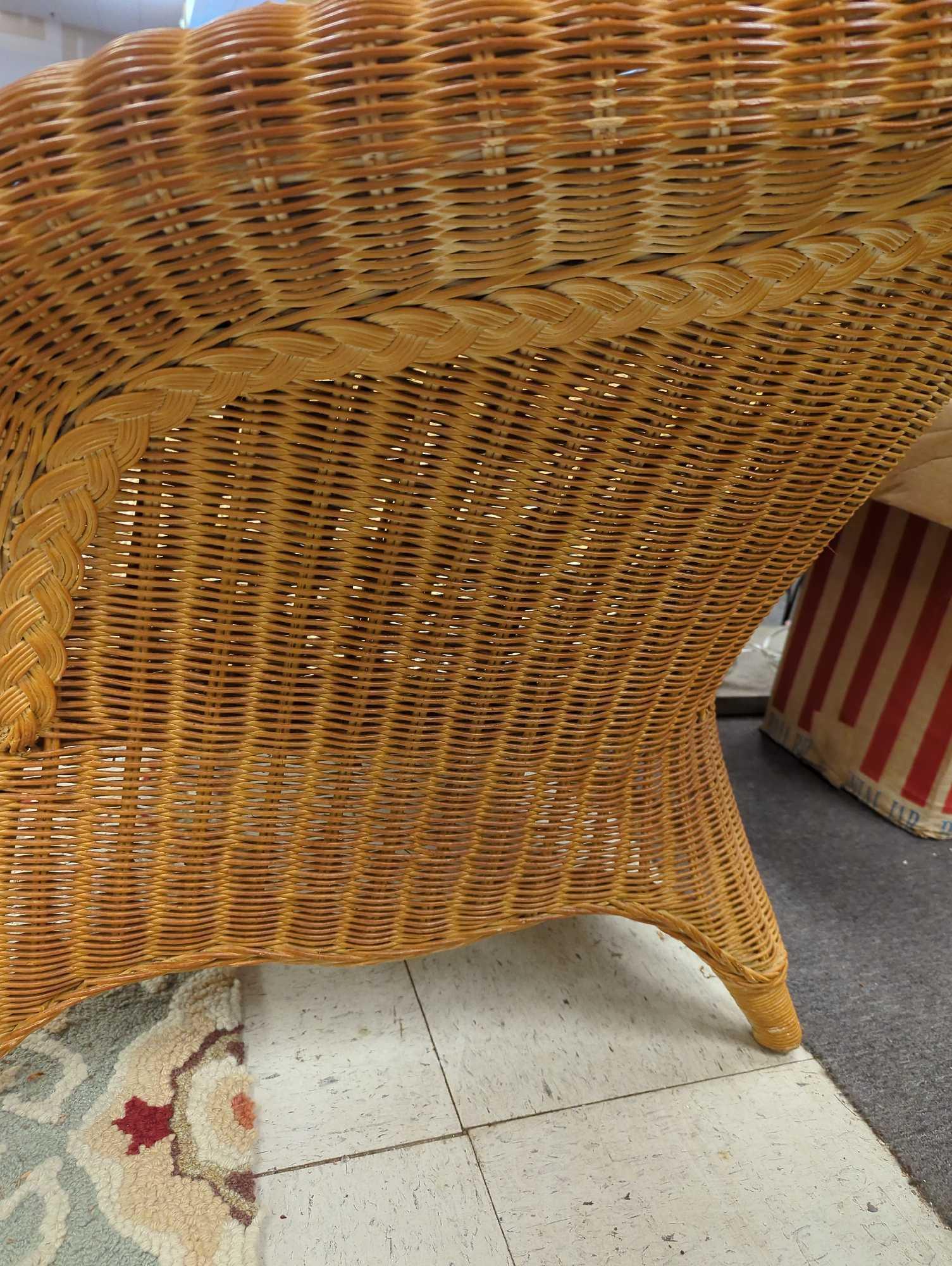 Wicker Sofa with One Diamond Shape Woven In The Middle Of the Back, Measure Approximately 58 in x21