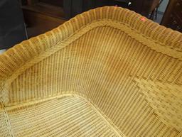 Wicker Sofa with One Diamond Shape Woven In The Middle Of the Back, Measure Approximately 58 in x21