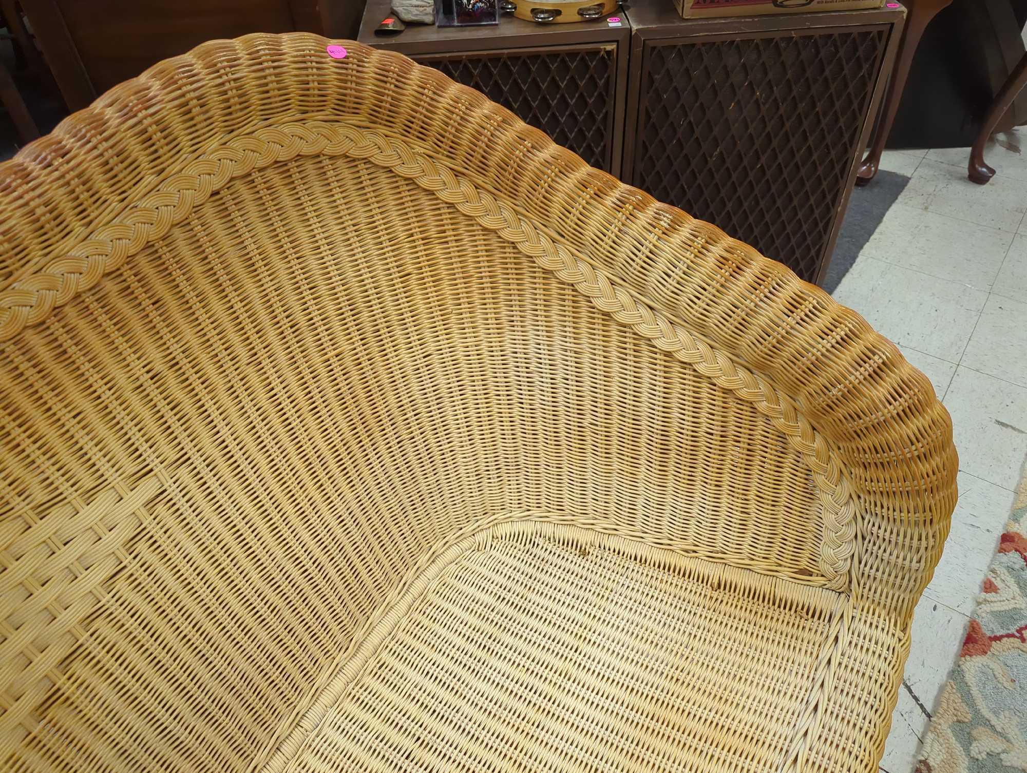 Wicker Sofa with One Diamond Shape Woven In The Middle Of the Back, Measure Approximately 58 in x21