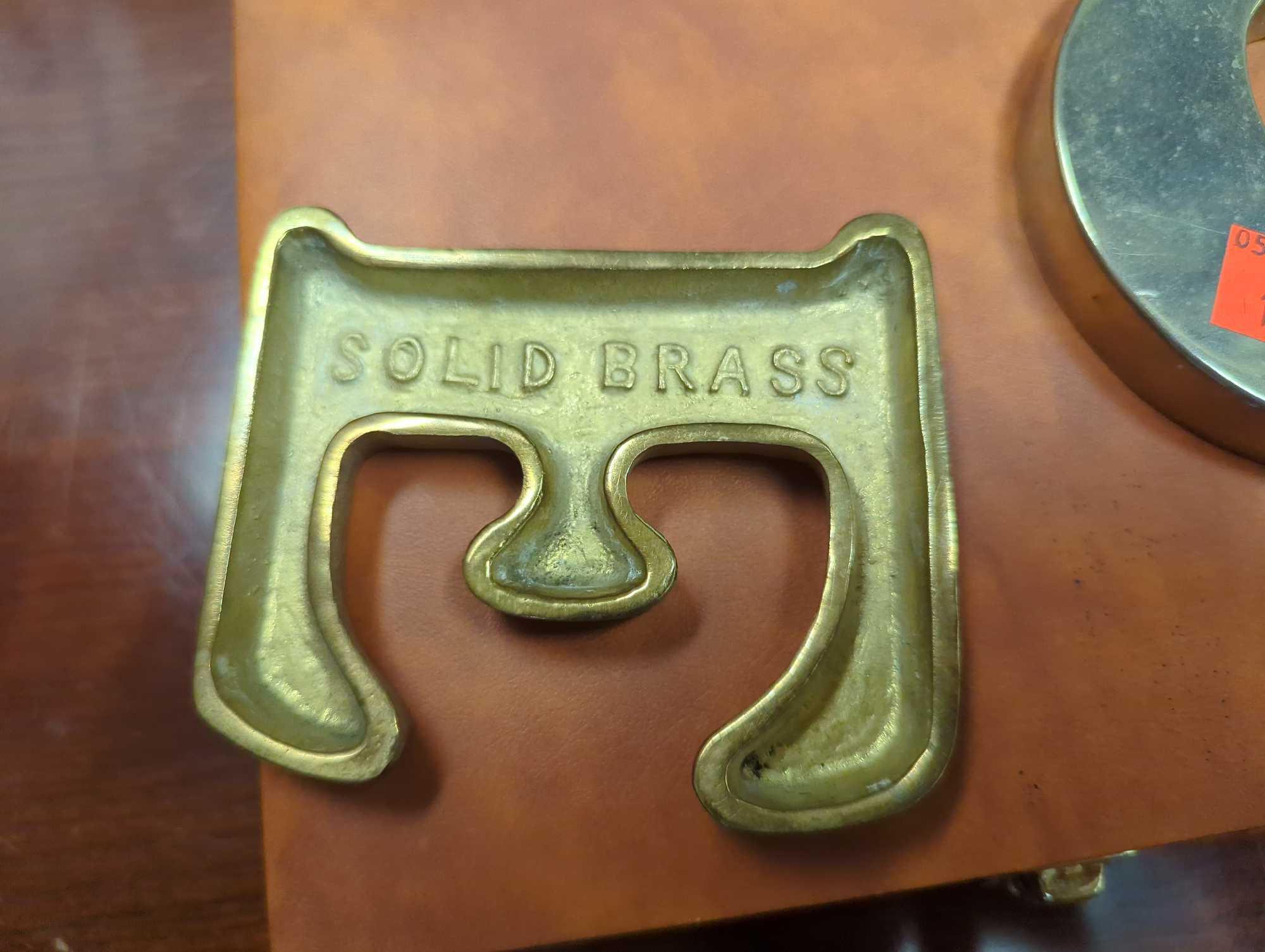 Lot of Assorted Items To Include, 2 Solid Brass Letters E and G, and A Travel Parker Brothers