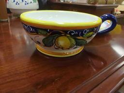 Lot of Assorted Items To Include, Hand Painted Lemon Motif Alcantara Made in Italy Tea Pot, Cup and