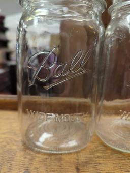Lot of 4 Ball Wide Mouth Mason Jars No Lids, What you see in photos is what you will receive Sold